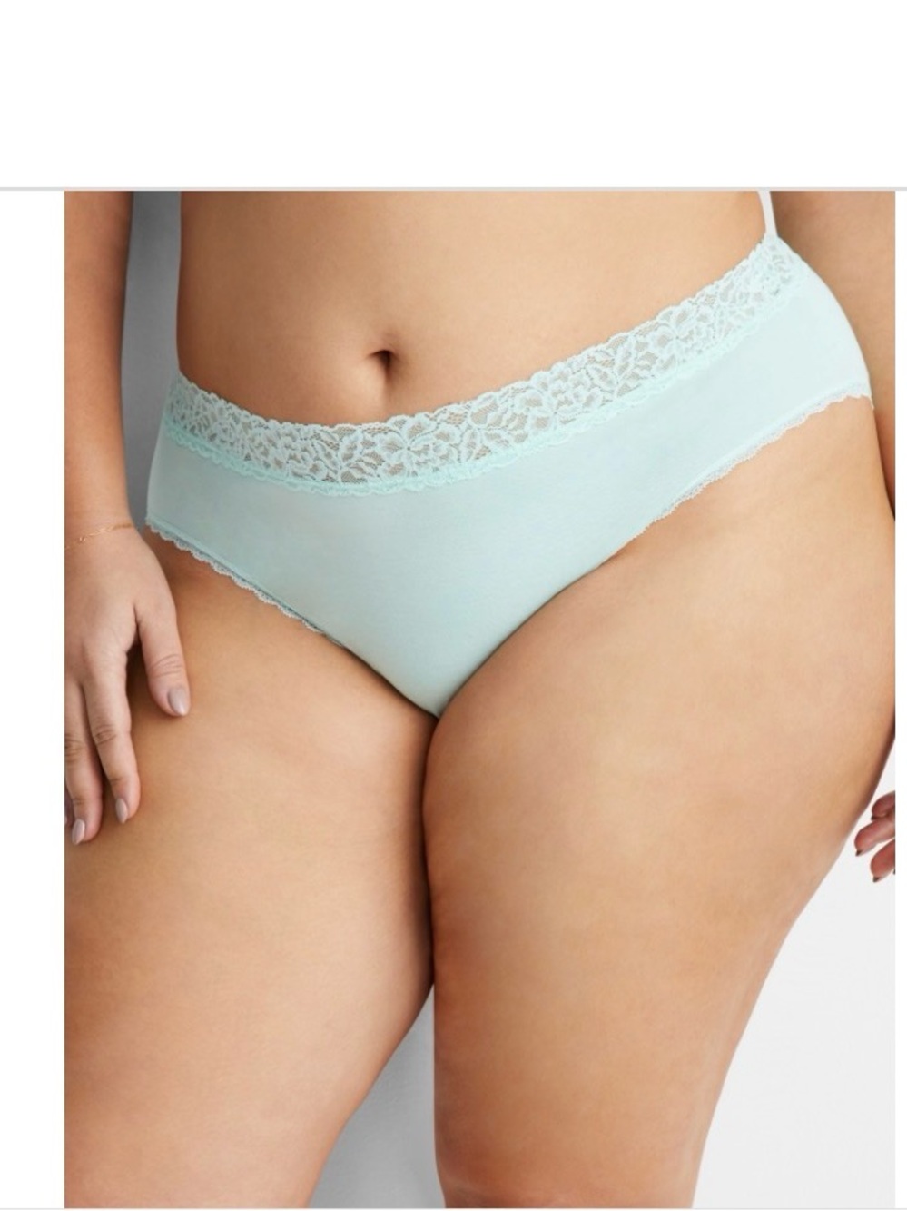 State of Day Cotton Blend Lace Trim Hipster underwear in Tea Green Medium NWT